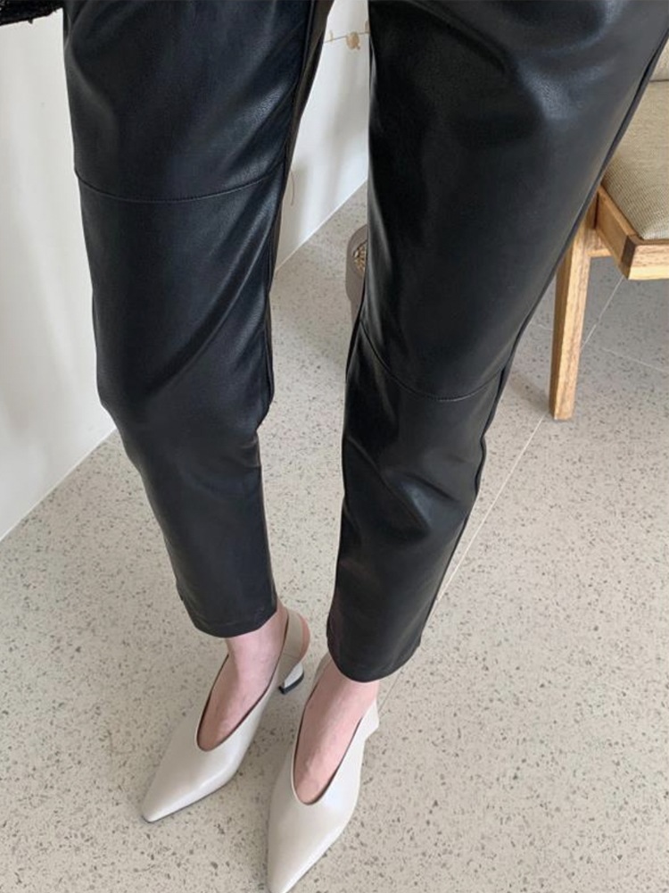 9分丈 スキニー レザーパンツ