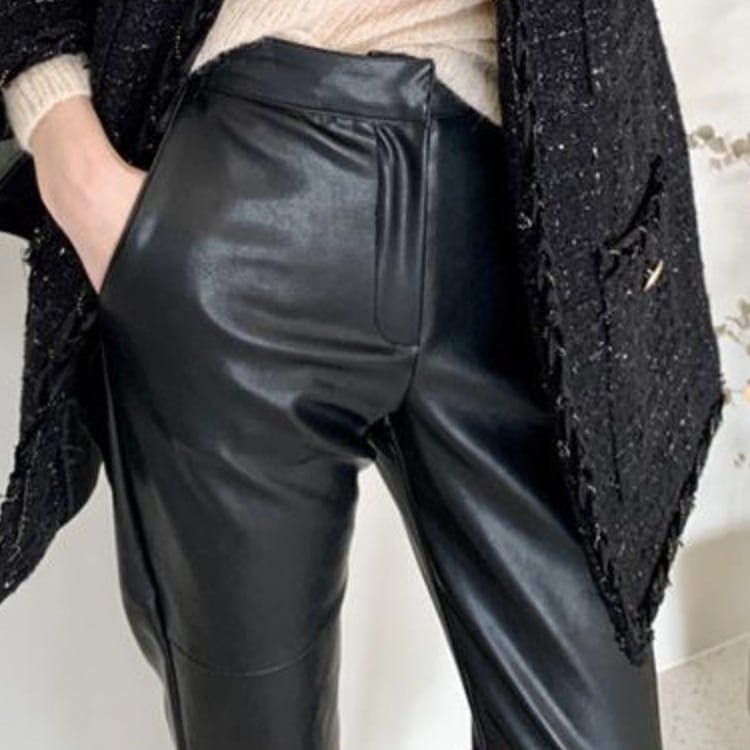 9分丈 スキニー レザーパンツ