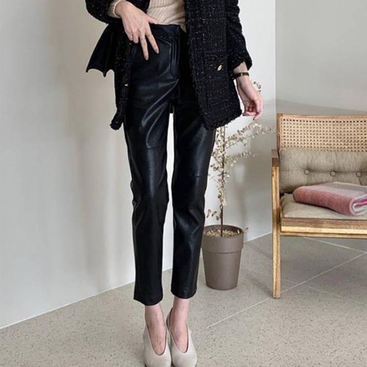 9分丈 スキニー レザーパンツ