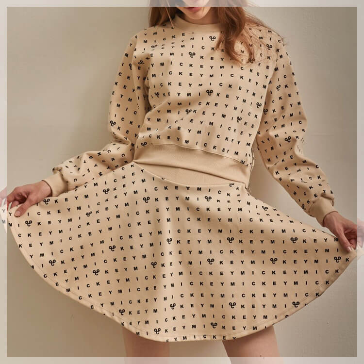 韓国ゴルフウェア スウェット 長袖 スカート セットアップ