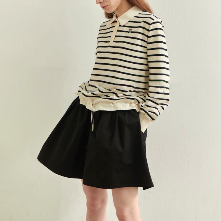 韓国ゴルフウェア 長袖 ボーダー ポロシャツ