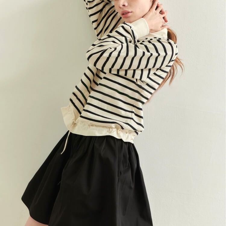 韓国ゴルフウェア 長袖 ボーダー ポロシャツ