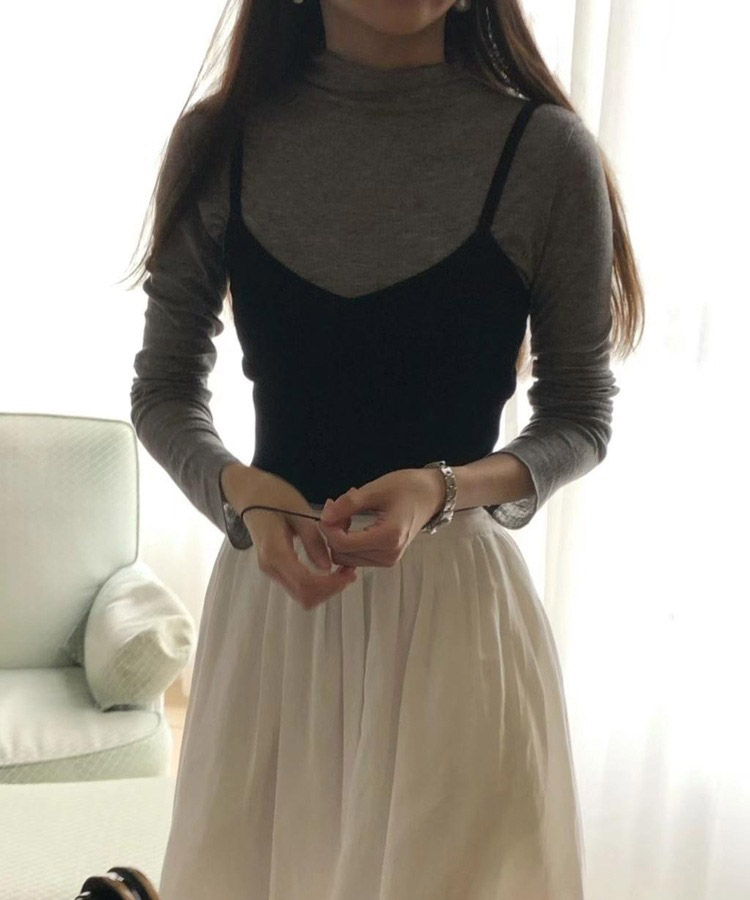 クロップド丈 ケーブル編み ニット キャミソール