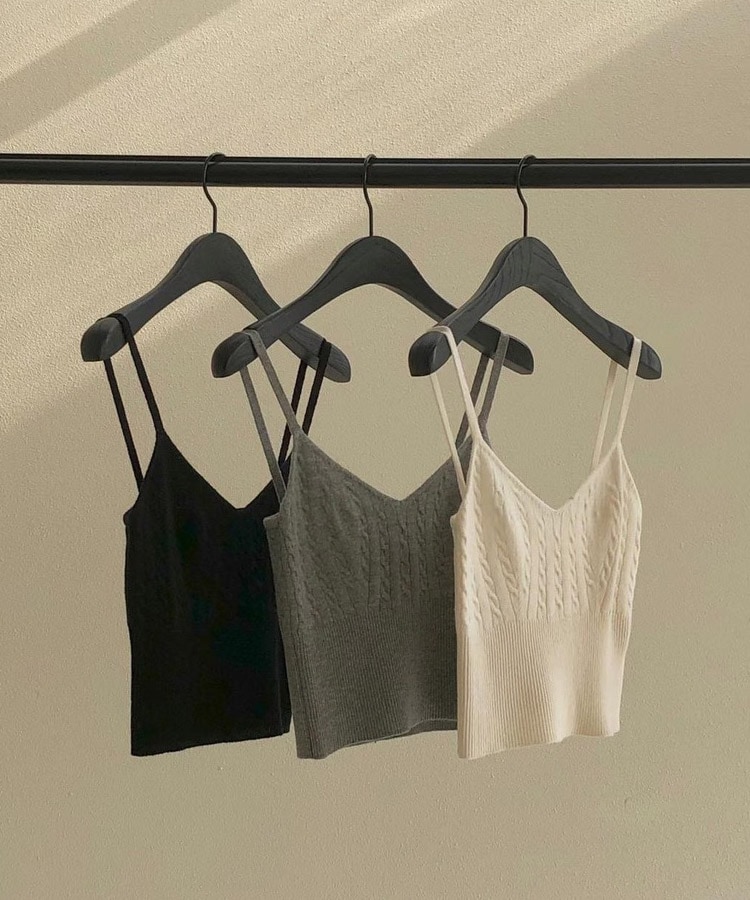 クロップド丈 ケーブル編み ニット キャミソール