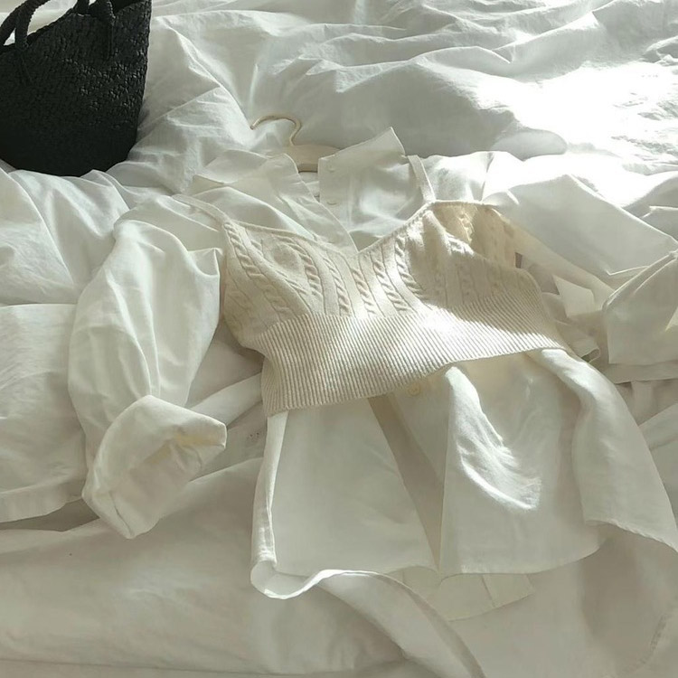 クロップド丈 ケーブル編み ニット キャミソール