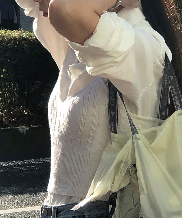 クロップド丈 ケーブル編み ニット キャミソール