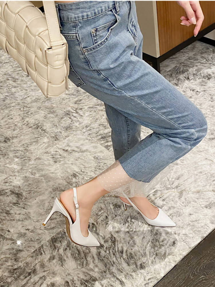 選べるヒール フェイクレザー バックストラップサンダル