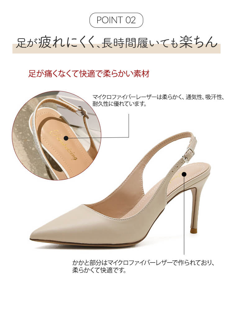 選べるヒール フェイクレザー バックストラップサンダル