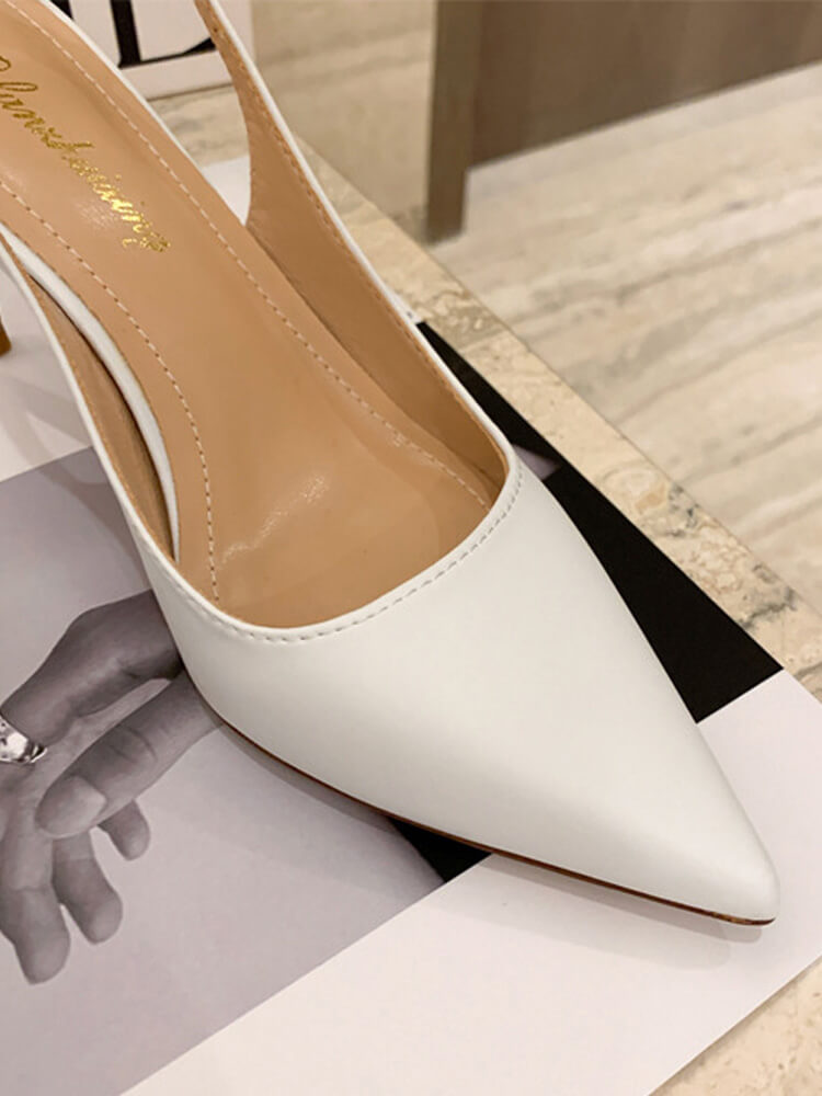 選べるヒール フェイクレザー バックストラップサンダル