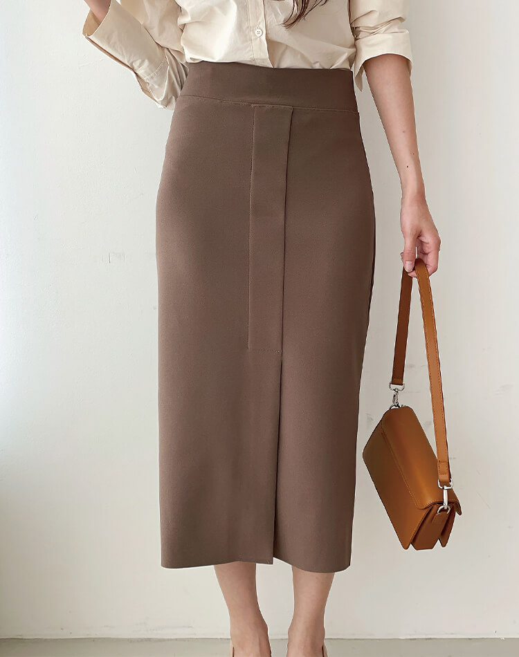 きれいめ フロントスリット 美ライン ミモレ丈 タイトスカート