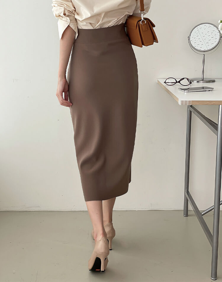 きれいめ フロントスリット 美ライン ミモレ丈 タイトスカート