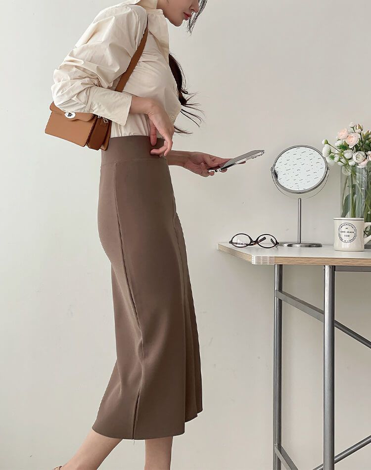 きれいめ フロントスリット 美ライン ミモレ丈 タイトスカート