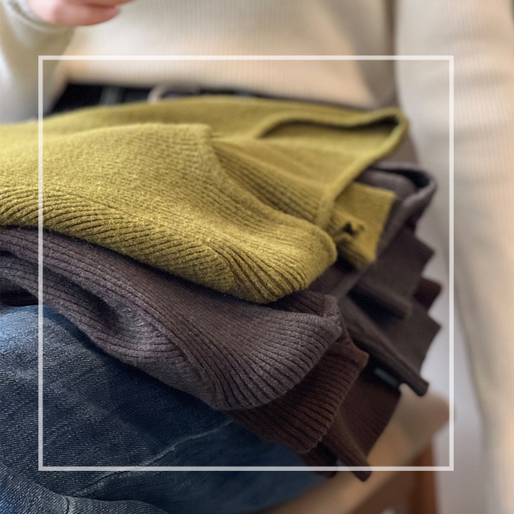 エレガント キーネック 長袖 ニット トップス