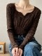 エレガント キーネック 長袖 ニット トップス
