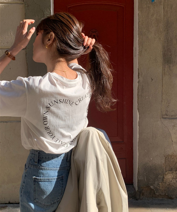 ハート柄 アルファベットプリント 半袖 Tシャツ