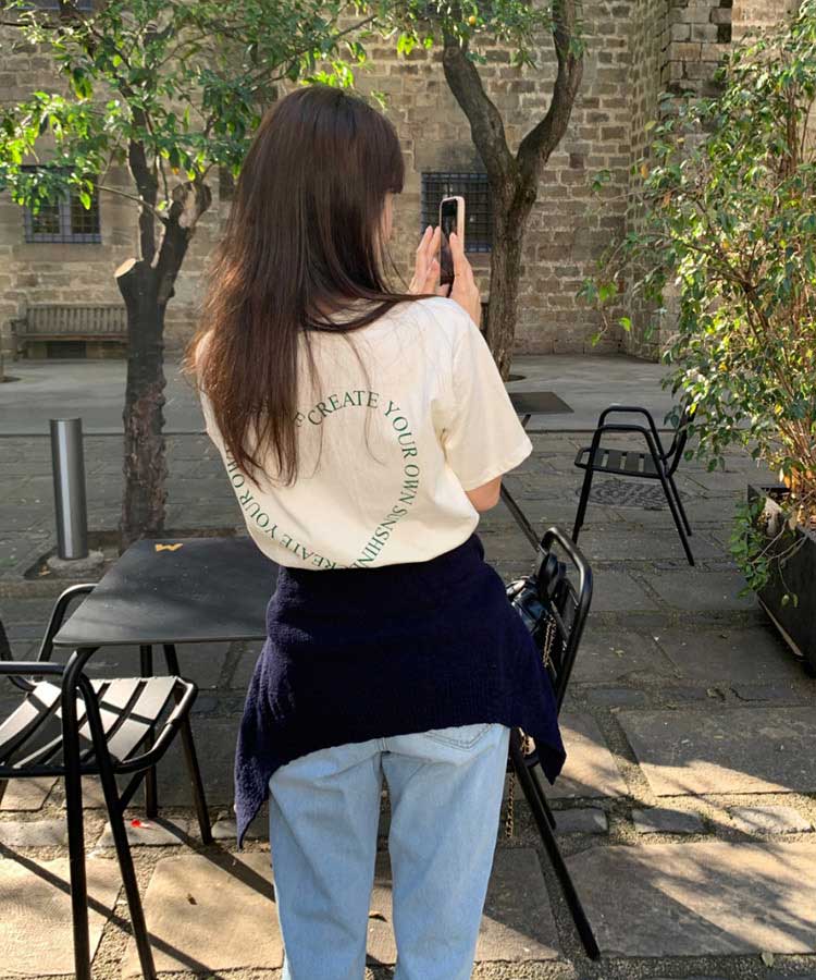 ハート柄 アルファベットプリント 半袖 Tシャツ