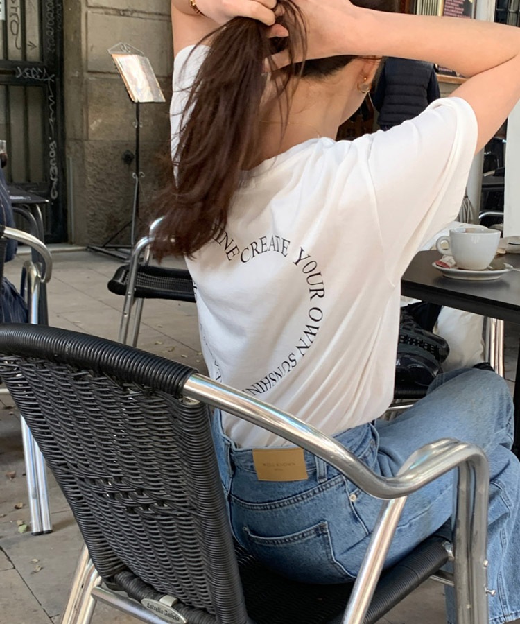 ハート柄 アルファベットプリント 半袖 Tシャツ