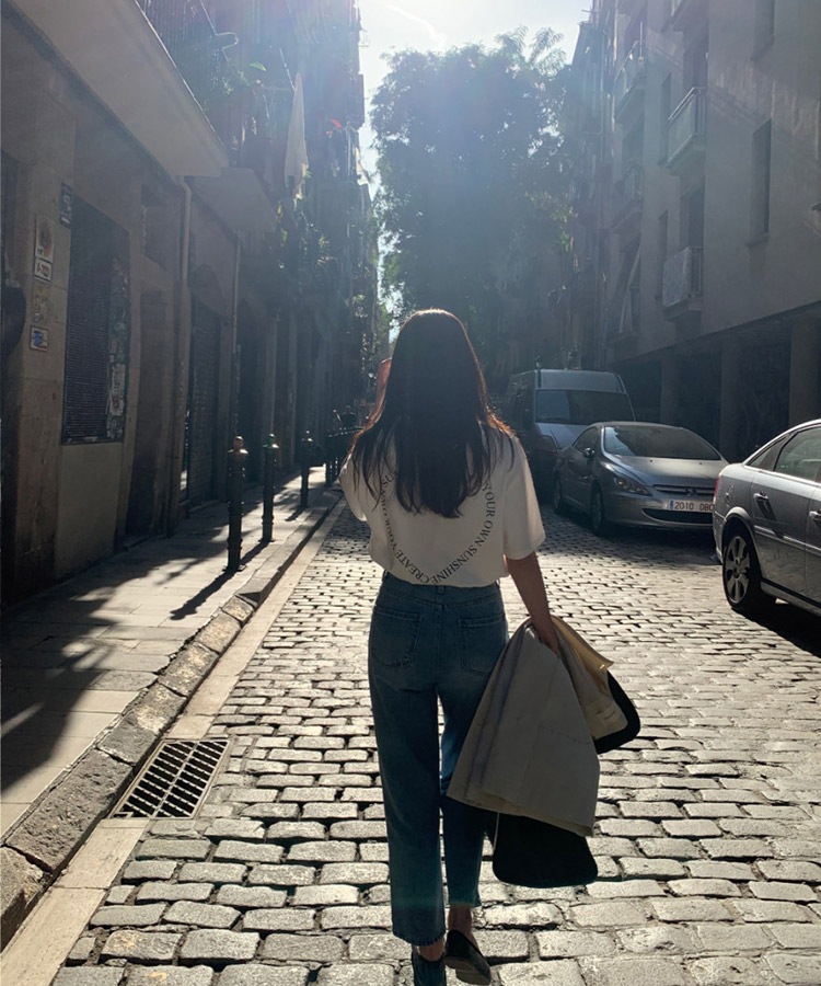 ハート柄 アルファベットプリント 半袖 Tシャツ