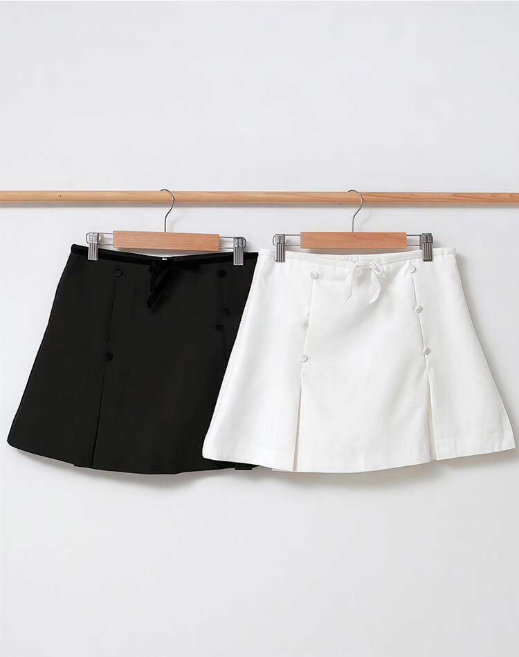 フロントボタン 台形 ミニスカート 韓国ゴルフウェア