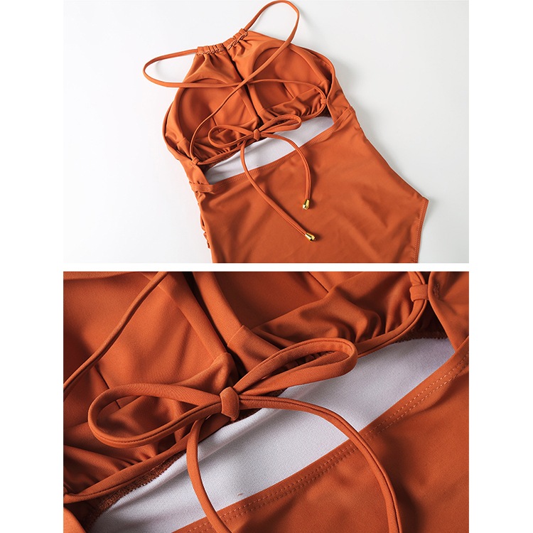 深Vホルターネック 谷間見せ ワンピース水着