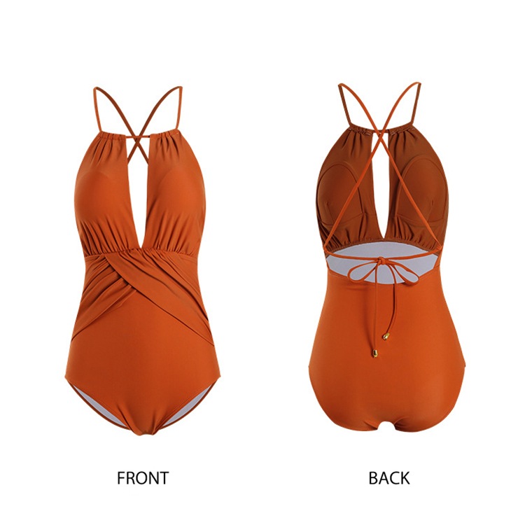 深Vホルターネック 谷間見せ ワンピース水着