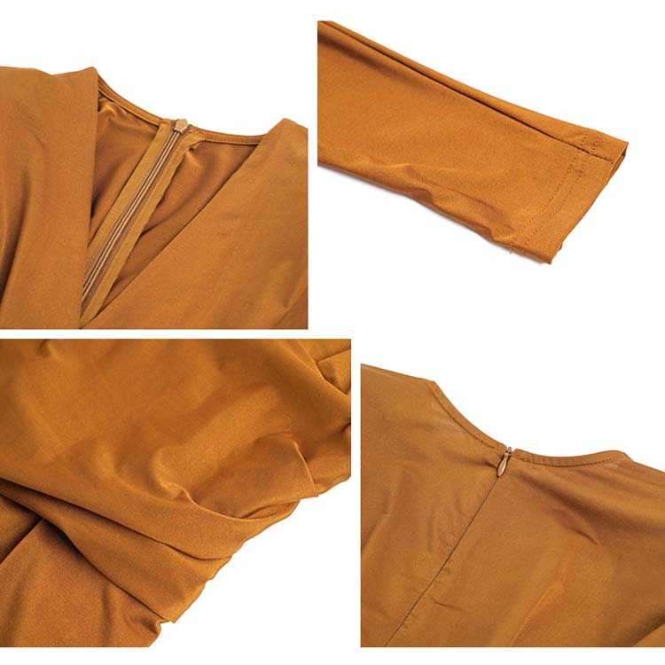 エレガント ドルマン袖 深スリット ロングワンピース