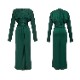 エレガント ドルマン袖 深スリット ロングワンピース