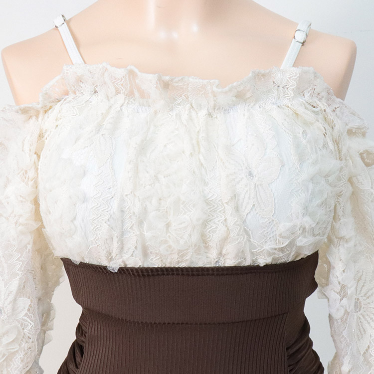 フェミニン レース切り替え バイカラー ワンピース 水着