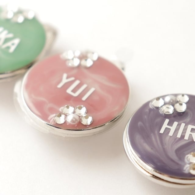 ゴルフマーカー クリップ式 マグネット 名入れ マーブル