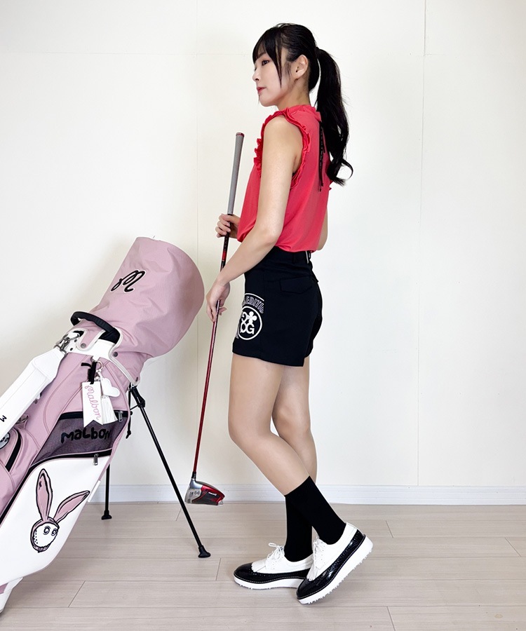 韓国ゴルフウェア レタリング刺繍 ショートパンツ