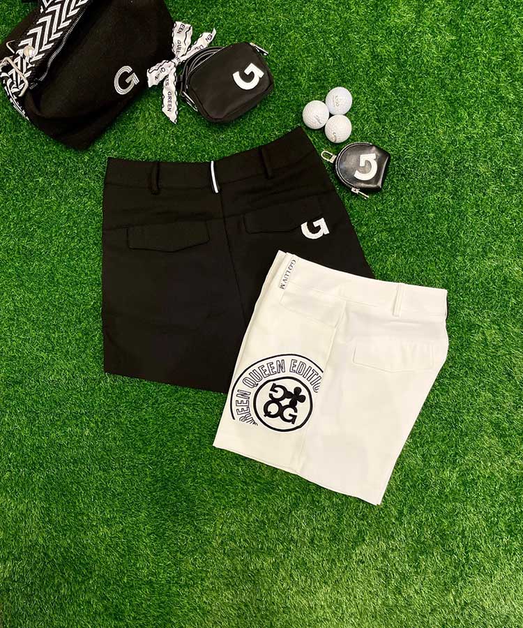 韓国ゴルフウェア レタリング刺繍 ショートパンツ