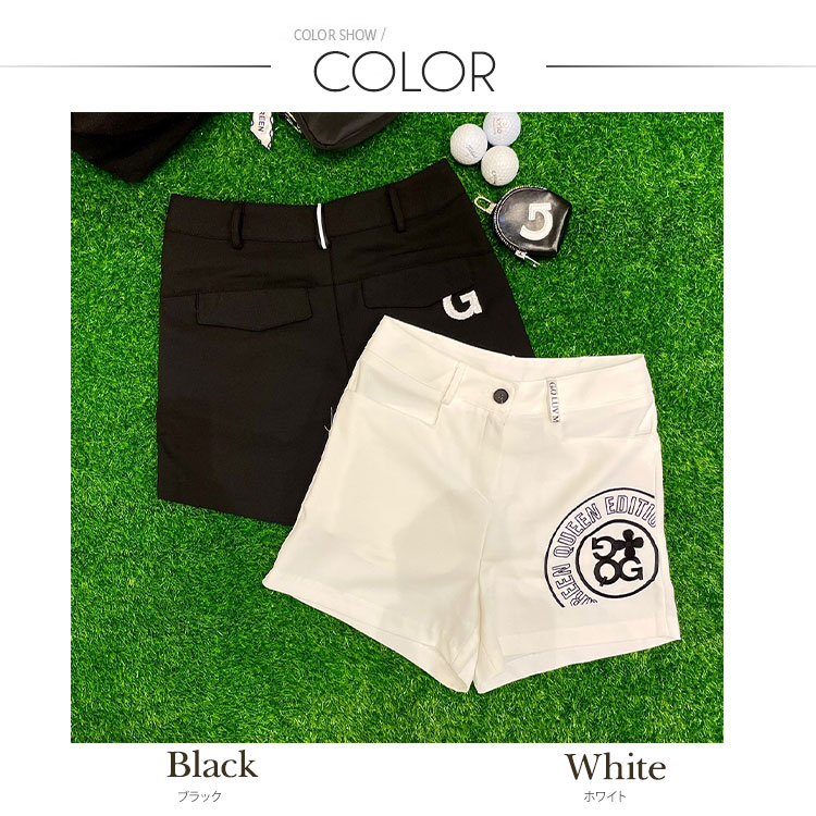 韓国ゴルフウェア レタリング刺繍 ショートパンツ