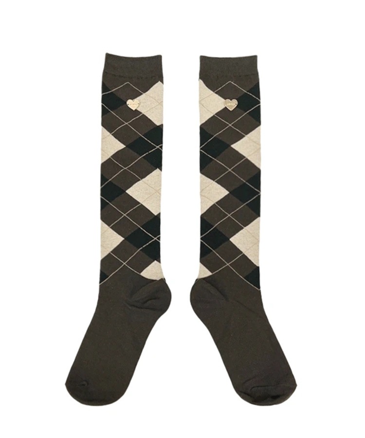 アーガイルチェック柄 ハイソックス 韓国ゴルフウェア

