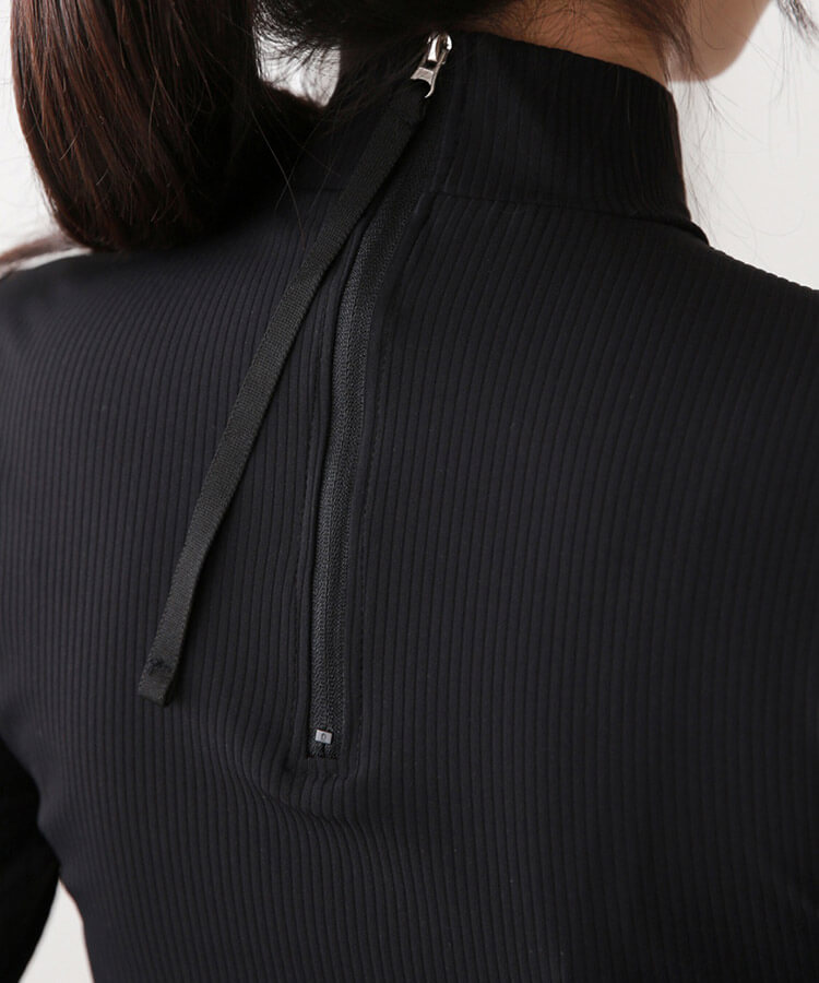ハイネック スリム リブ Tシャツ 韓国ゴルフウェア
