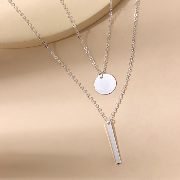 二連  ショート ロング プレート ネックレス