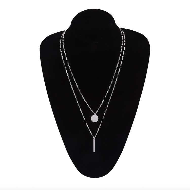 二連  ショート ロング プレート ネックレス