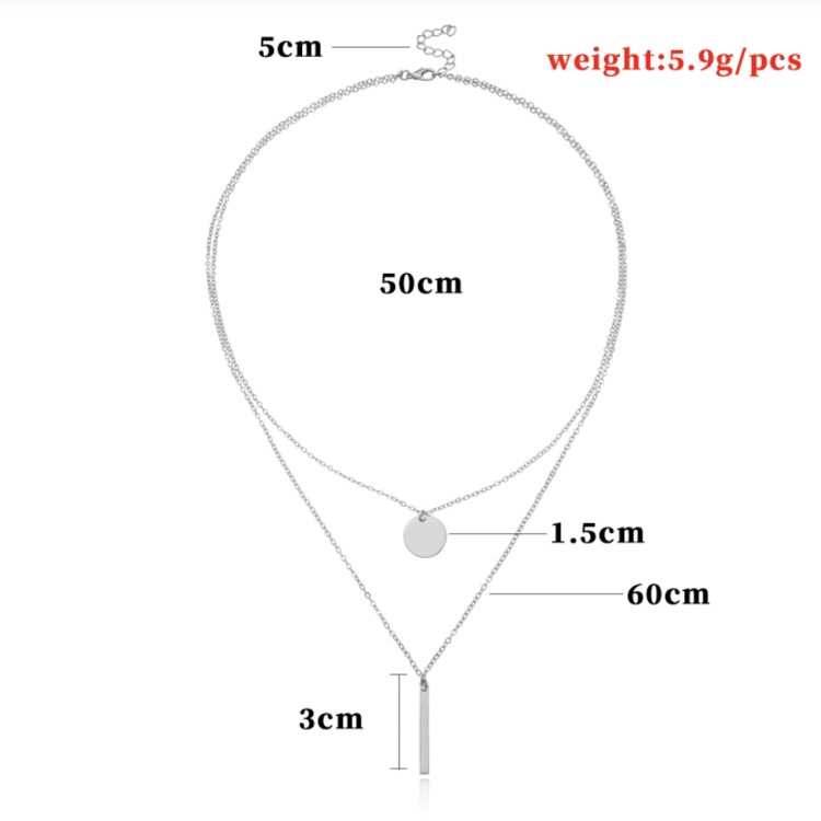 二連  ショート ロング プレート ネックレス