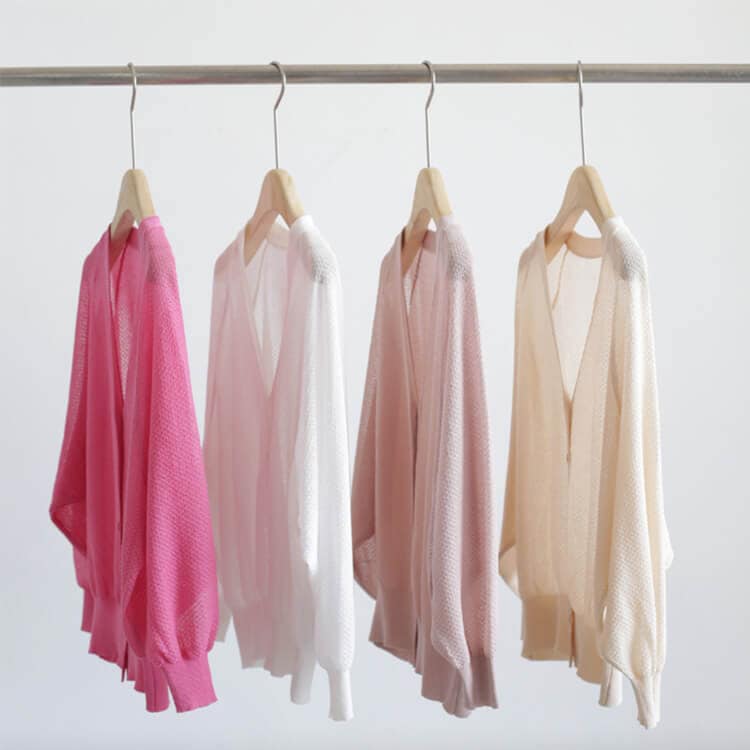 7分袖 Ｖネック ショート丈 シースルー ニットカーディガン