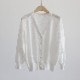 7分袖 Ｖネック ショート丈 シースルー ニットカーディガン