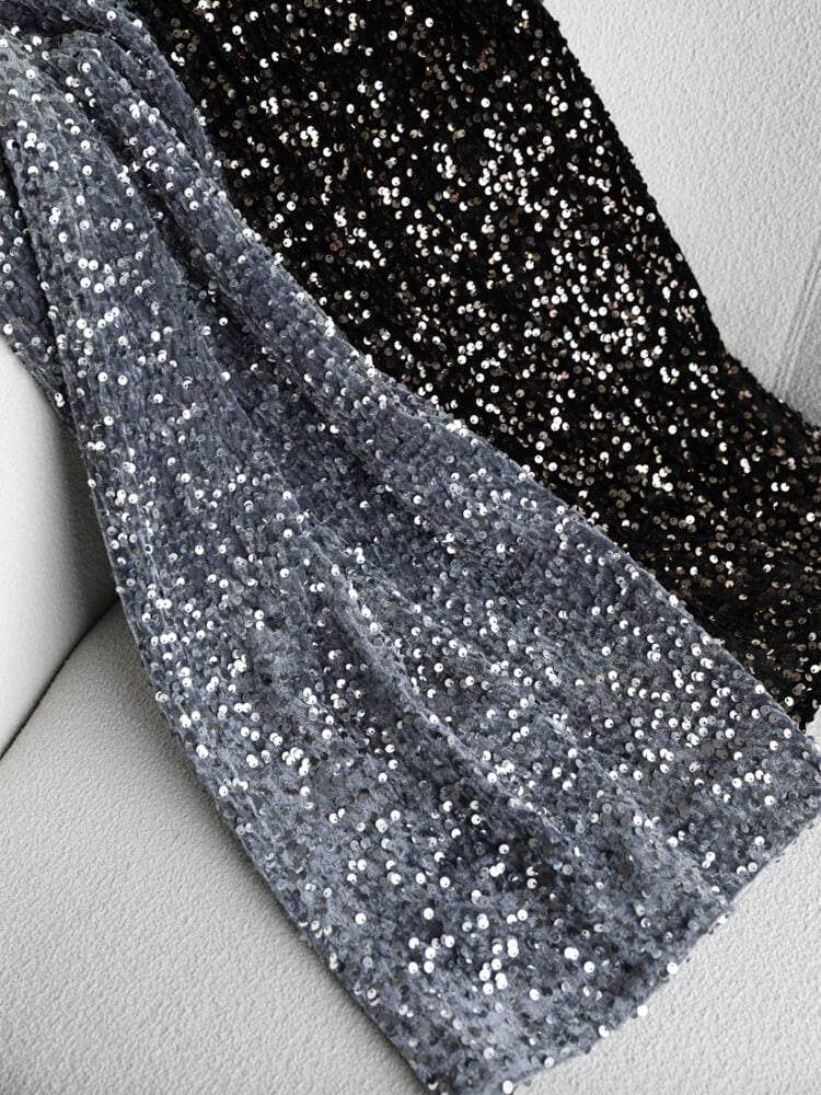 ベルベット スパンコール ミモレ丈 スカート