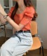 スクエアネック パフスリーブ 5分袖 Tシャツ