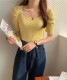 スクエアネック パフスリーブ 5分袖 Tシャツ