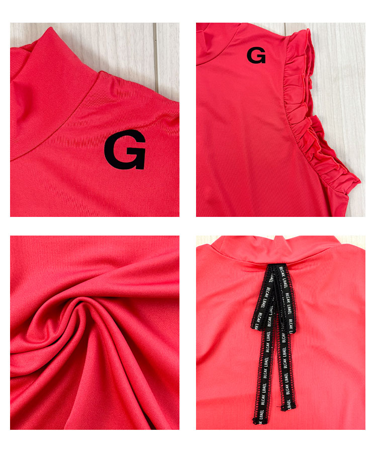 韓国ゴルフウェア フリル リボン ノースリーブ シャツ