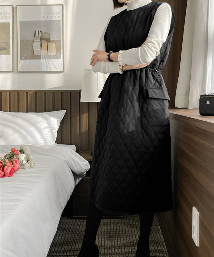 あったか 中綿入り キルティング ジャンパースカート 

