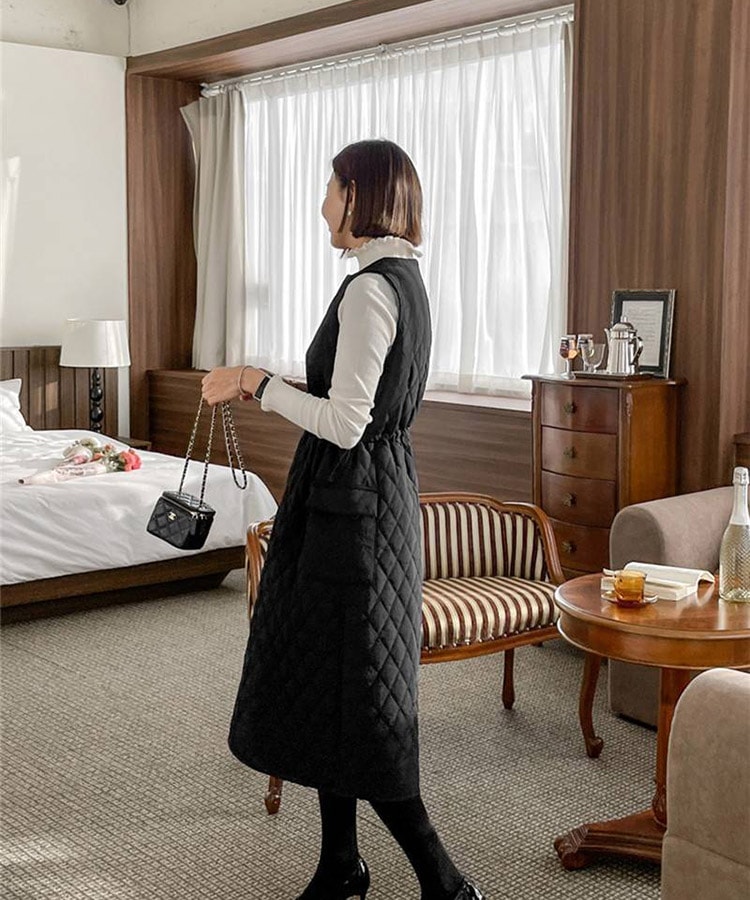 あったか 中綿入り キルティング ジャンパースカート 

