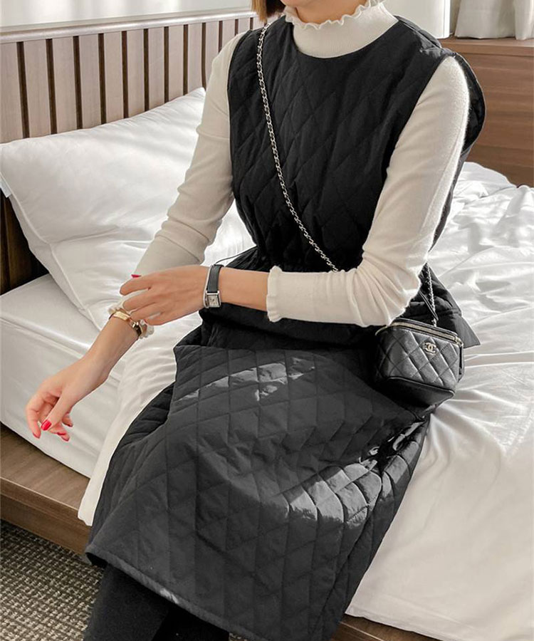 あったか 中綿入り キルティング ジャンパースカート 

