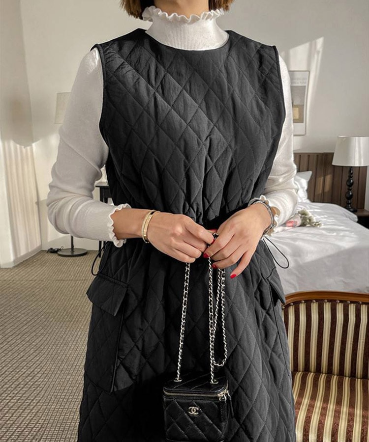 あったか 中綿入り キルティング ジャンパースカート 

