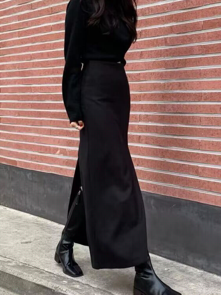 前スリット ハイウエスト 美ライン ロングスカート

