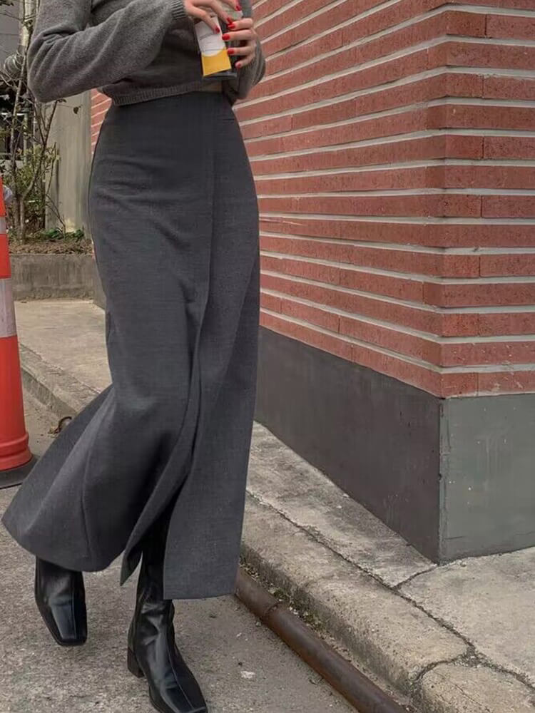 前スリット ハイウエスト 美ライン ロングスカート

