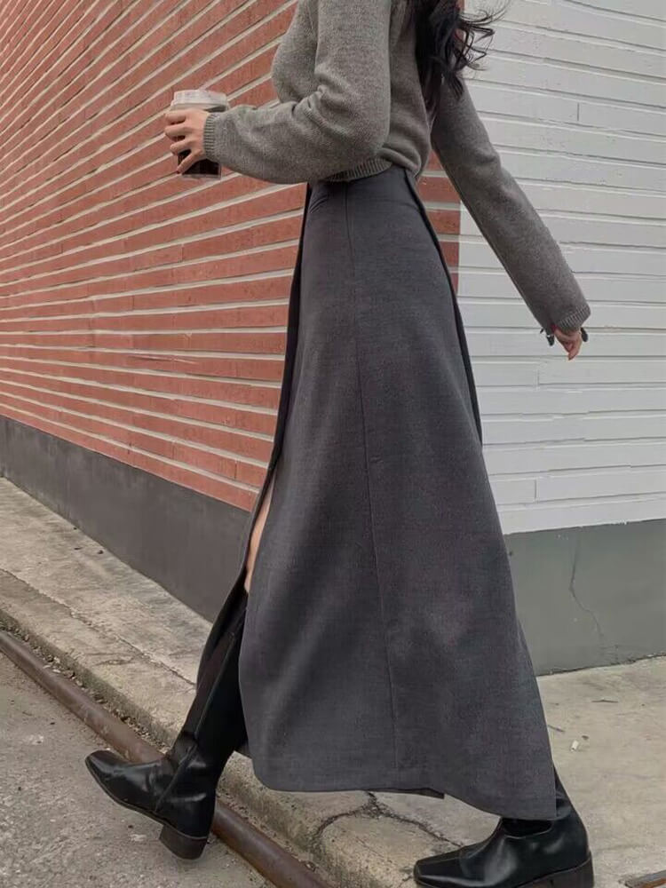 前スリット ハイウエスト 美ライン ロングスカート

